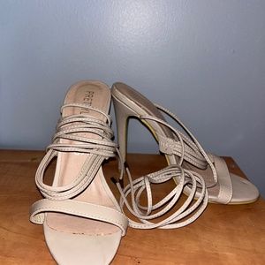 Strappy thigh high heels